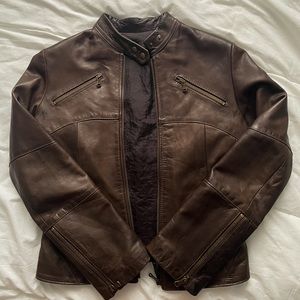 SOLD Vintage brown leather moto jacket